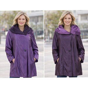 Mycra Pac Donatella Reversible Hooded Raincoat Size M/L Purple Outdoor Fashion
